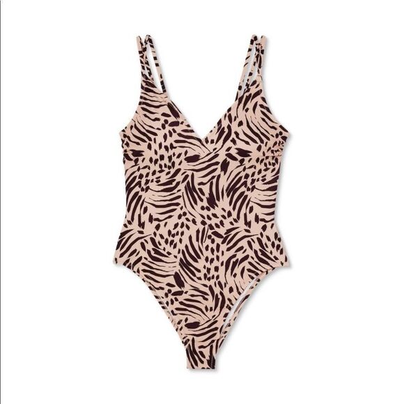 Shade & Shore Other - NWT New SHADE & SHORE Leopard Animal Print Monokini Swimsuit Tan Brown M 8 10